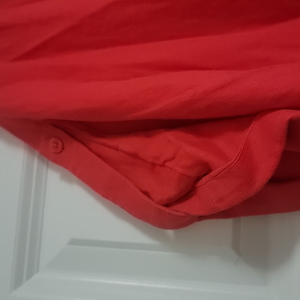 Chicos Linen Midi Shirt Dress With Pockets Size 16 Red Orange New With Tags - Picture 9 of 10